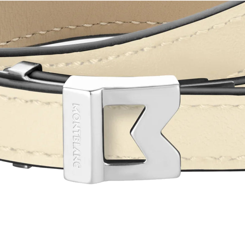 Montblanc M-Logo-Armband aus elfenbeinfarbenem Leder, verstellbare Größe 