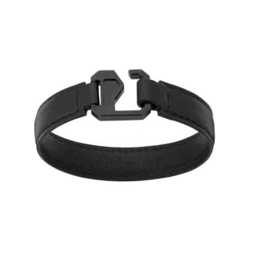 Armband für Herren aus schwarzem Leder mit schwarzem PVD-Verschluss 