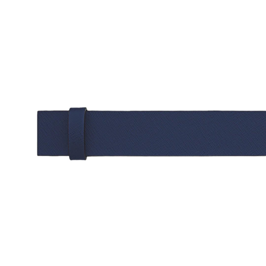 Wendegürtel aus bedrucktem Saffiano-Leder in Blau/Schwarz 