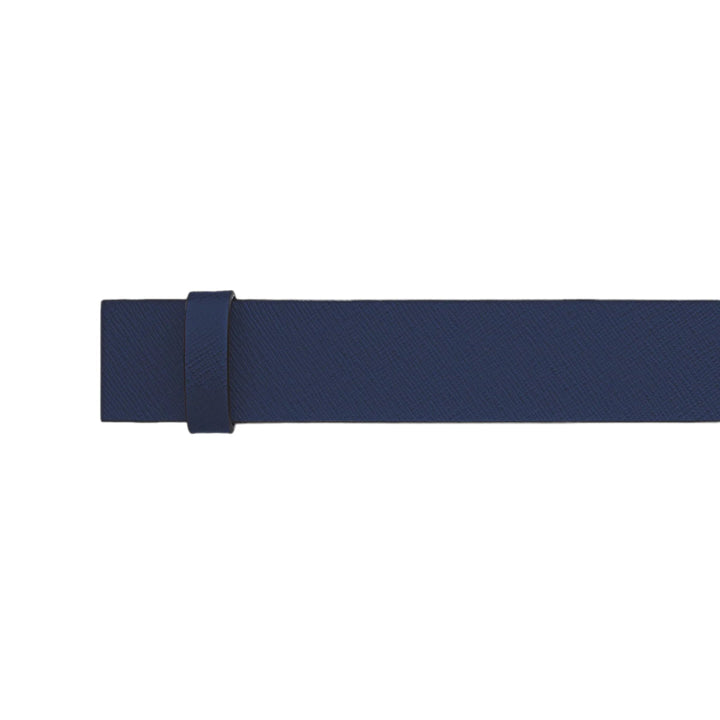 Wendegürtel aus bedrucktem Saffiano-Leder in Blau/Schwarz 