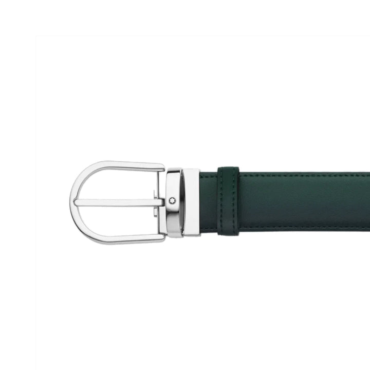 35-mm-Gürtel mit Hufeisenschnalle aus Sfumato-Leder in englischgrüner Farbe 