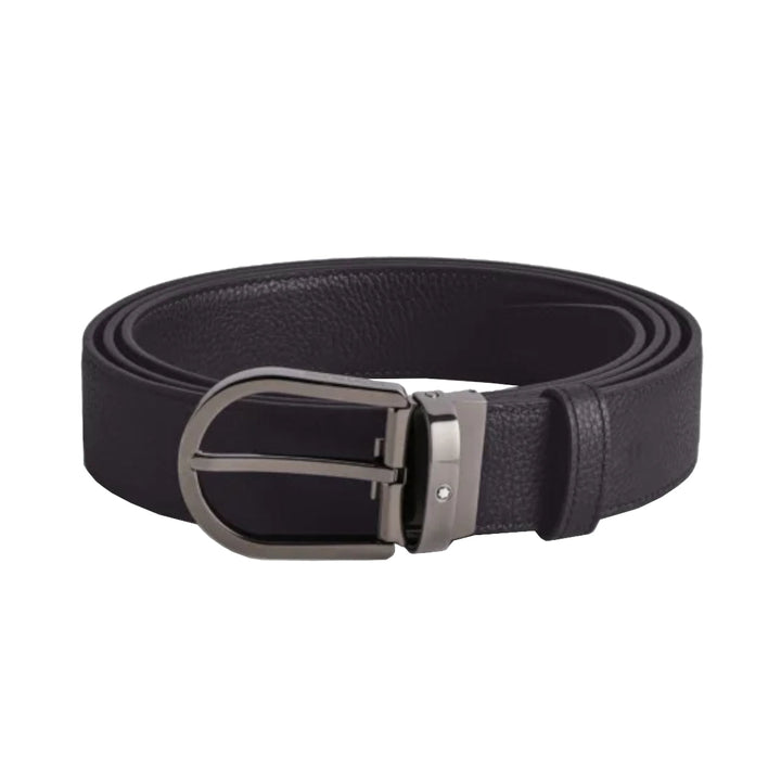 Wendbarer 35-mm-Gürtel mit Hufeisenschnalle aus nachtblauem/schwarzem Leder 