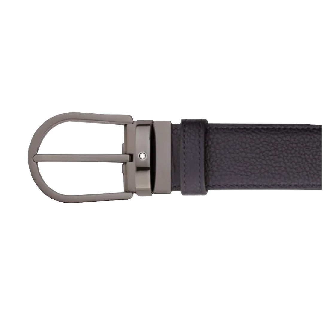 Wendbarer 35-mm-Gürtel mit Hufeisenschnalle aus nachtblauem/schwarzem Leder 