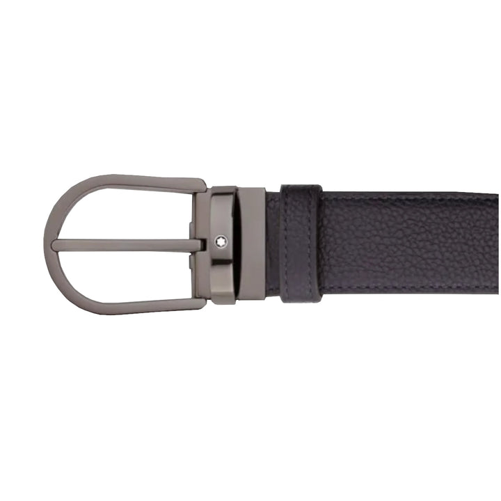 Wendbarer 35-mm-Gürtel mit Hufeisenschnalle aus nachtblauem/schwarzem Leder 