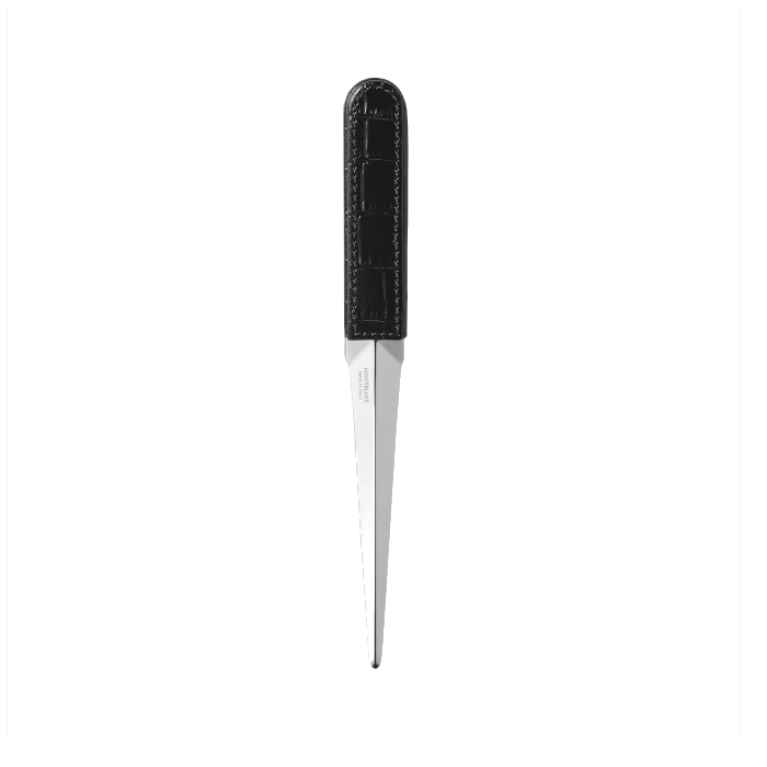 Montblanc Brieföffner aus schwarzem, kroko-geprägtem Leder 