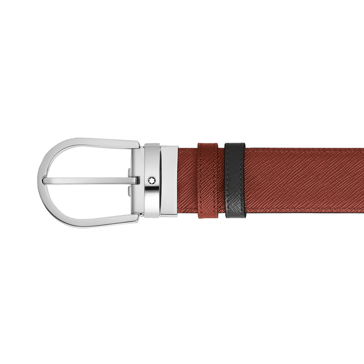 Ceinture réversible motif fer à cheval 35 mm en cuir Montblanc Sartorial Rouge