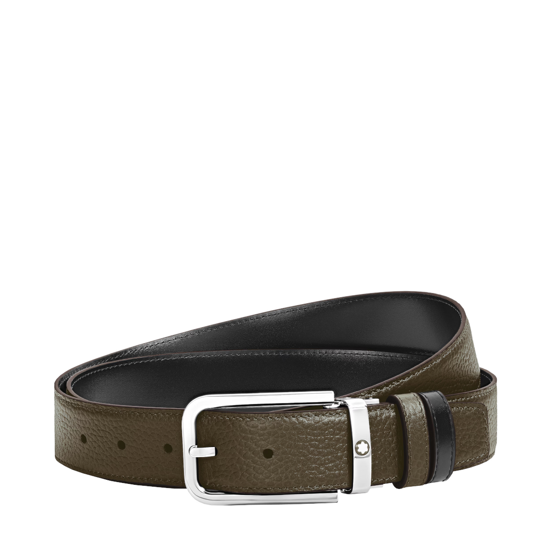 Ceinture Réversible 35 mm à boucle Rectangulaire Montblanc Grainé Vert