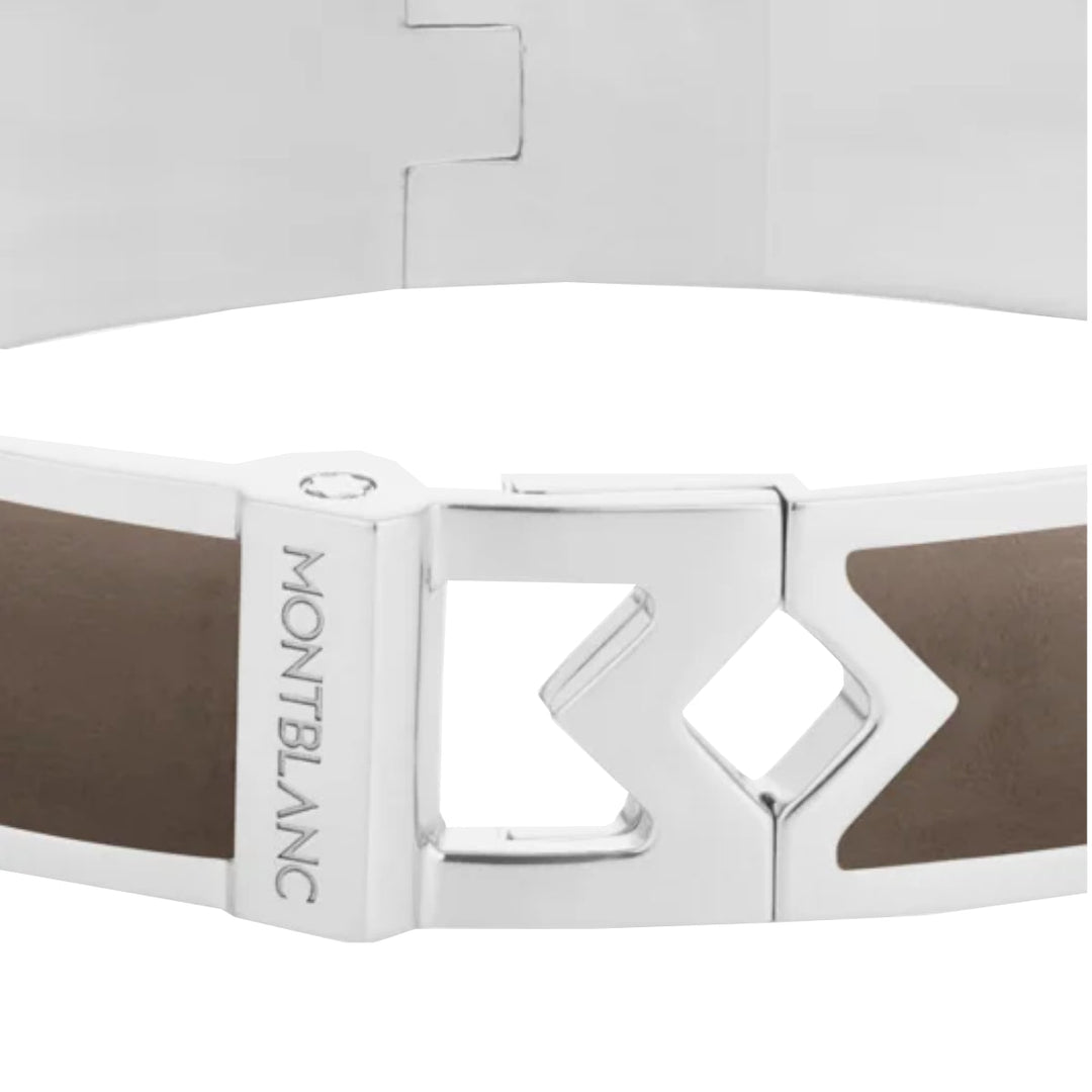 Браслет Montblanc M Logo из стали и кожи цвета мастики 