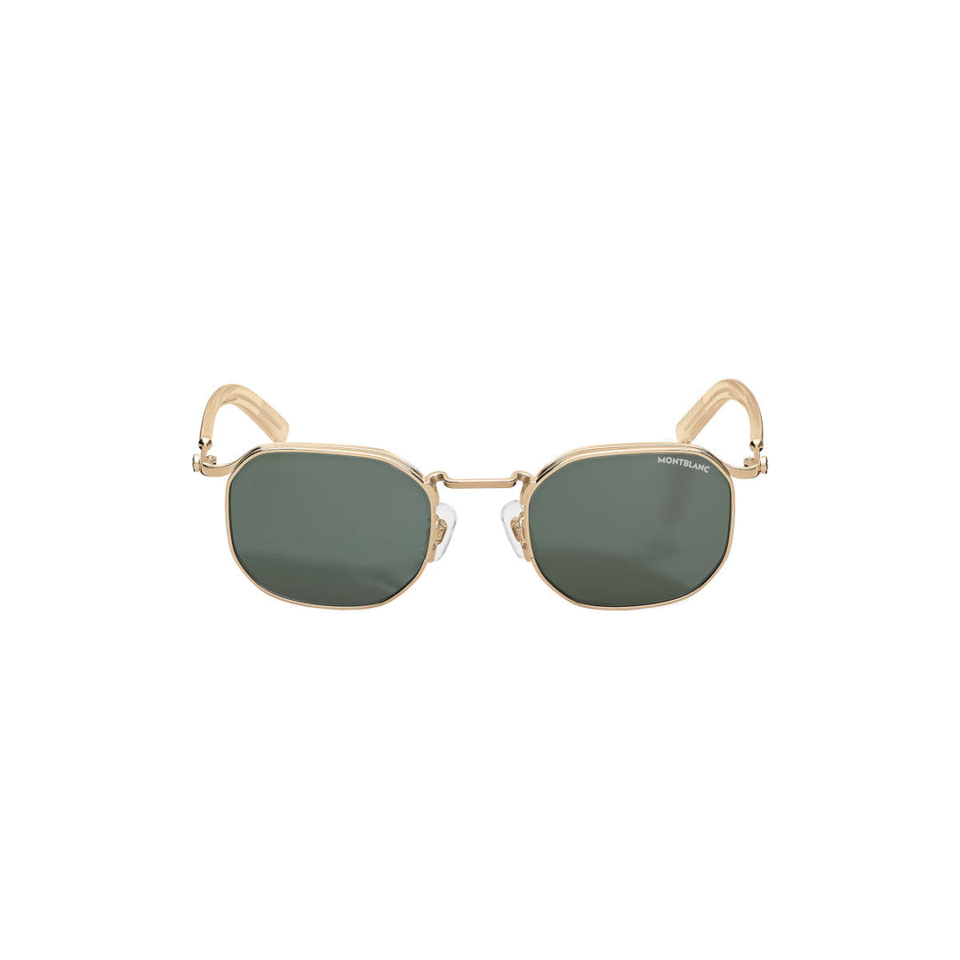 Lunettes de soleil Montblanc carrées à monture métallique dorée