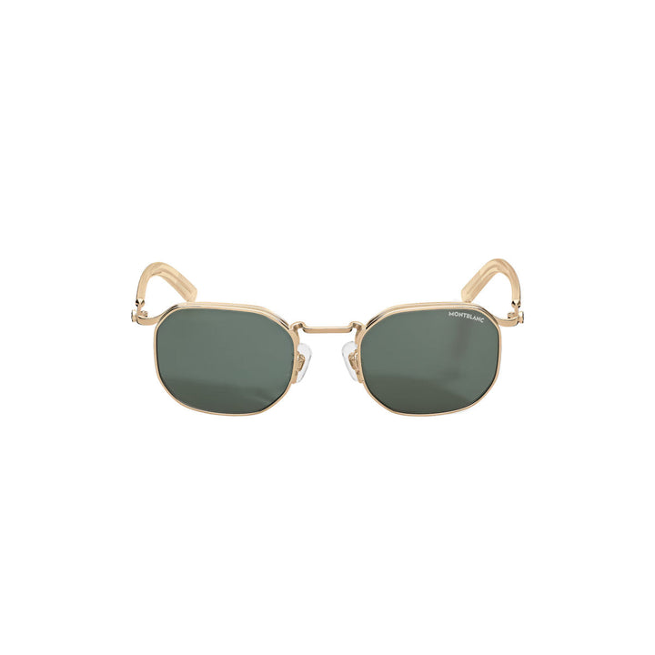 Lunettes de soleil Montblanc carrées à monture métallique dorée