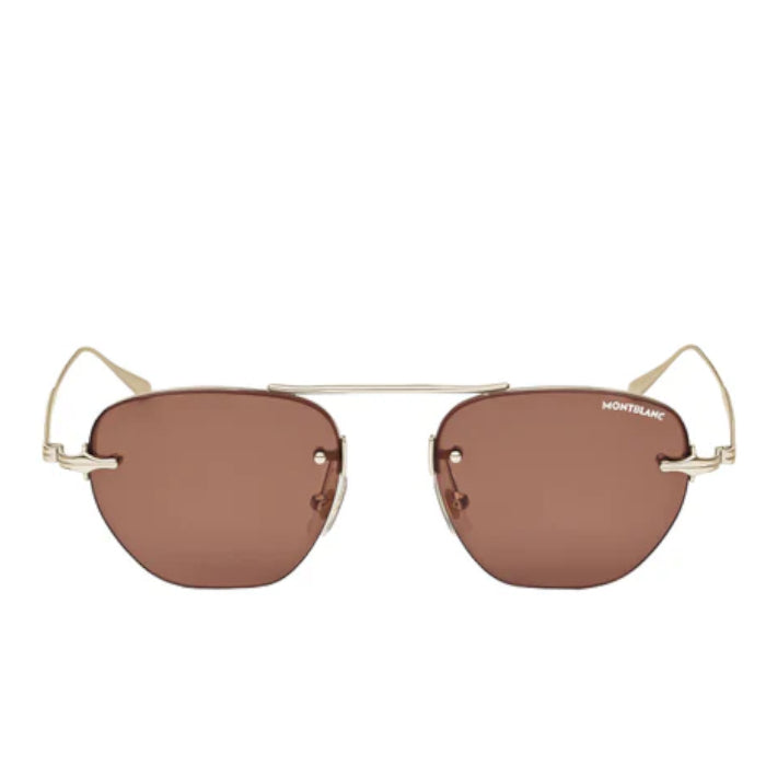 Ovale Sonnenbrille mit goldfarbenem Metallrahmen 