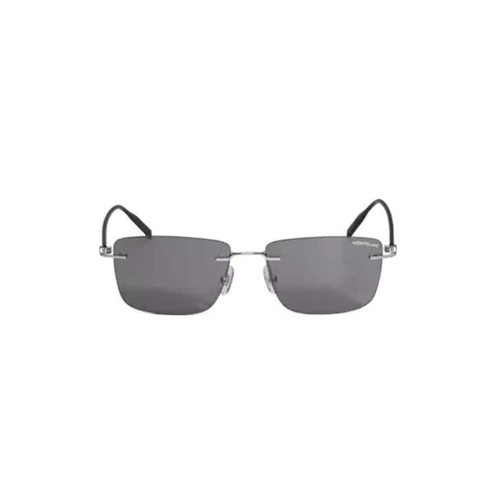 Rechteckige Sonnenbrille mit silberfarbenem Metallrahmen 