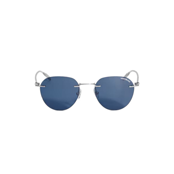 Runde Sonnenbrille mit silbernem Metallgestell 