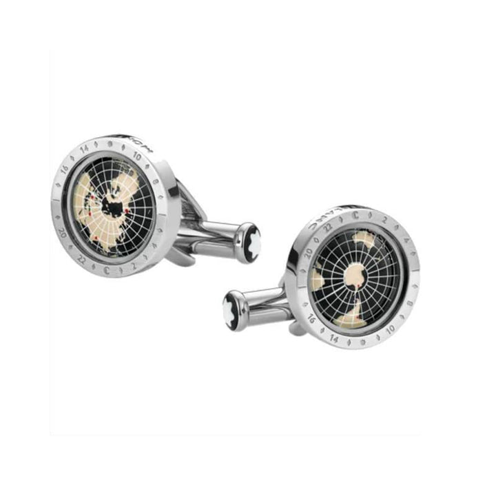 Montblanc 1858 Geosphäre schwarze Manschettenknöpfe 