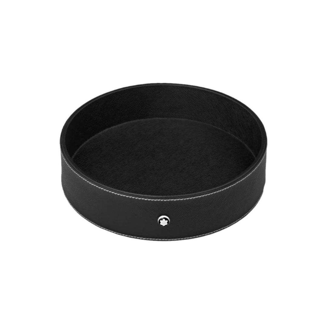 Runde schwarze Leder-Schreibtischunterlage (groß) 