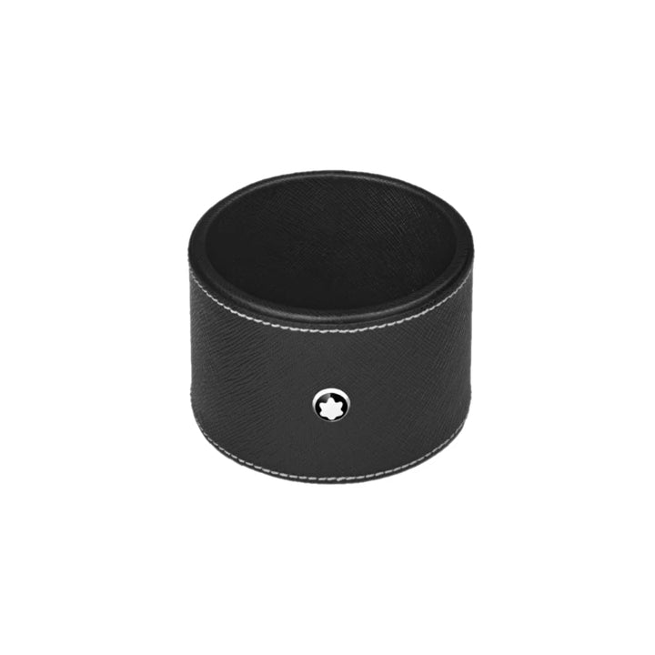 Runde schwarze Leder-Schreibtischplatte (mittel) 