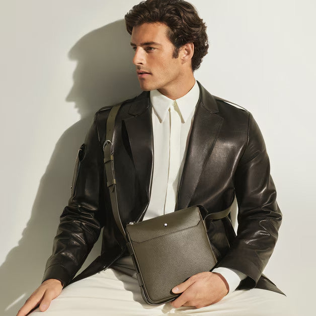 Vertikale Schultertasche aus Leder Montblanc Sartorial Khaki 