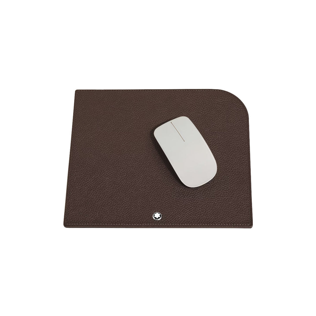 Tapis de Souris Montblanc en Cuir Grainé Marron