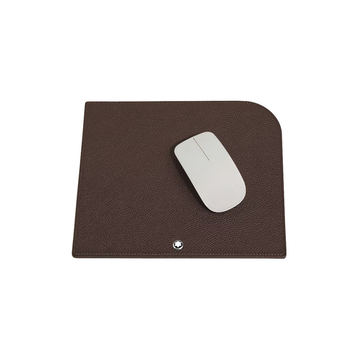 Tapis de Souris Montblanc en Cuir Grainé Marron