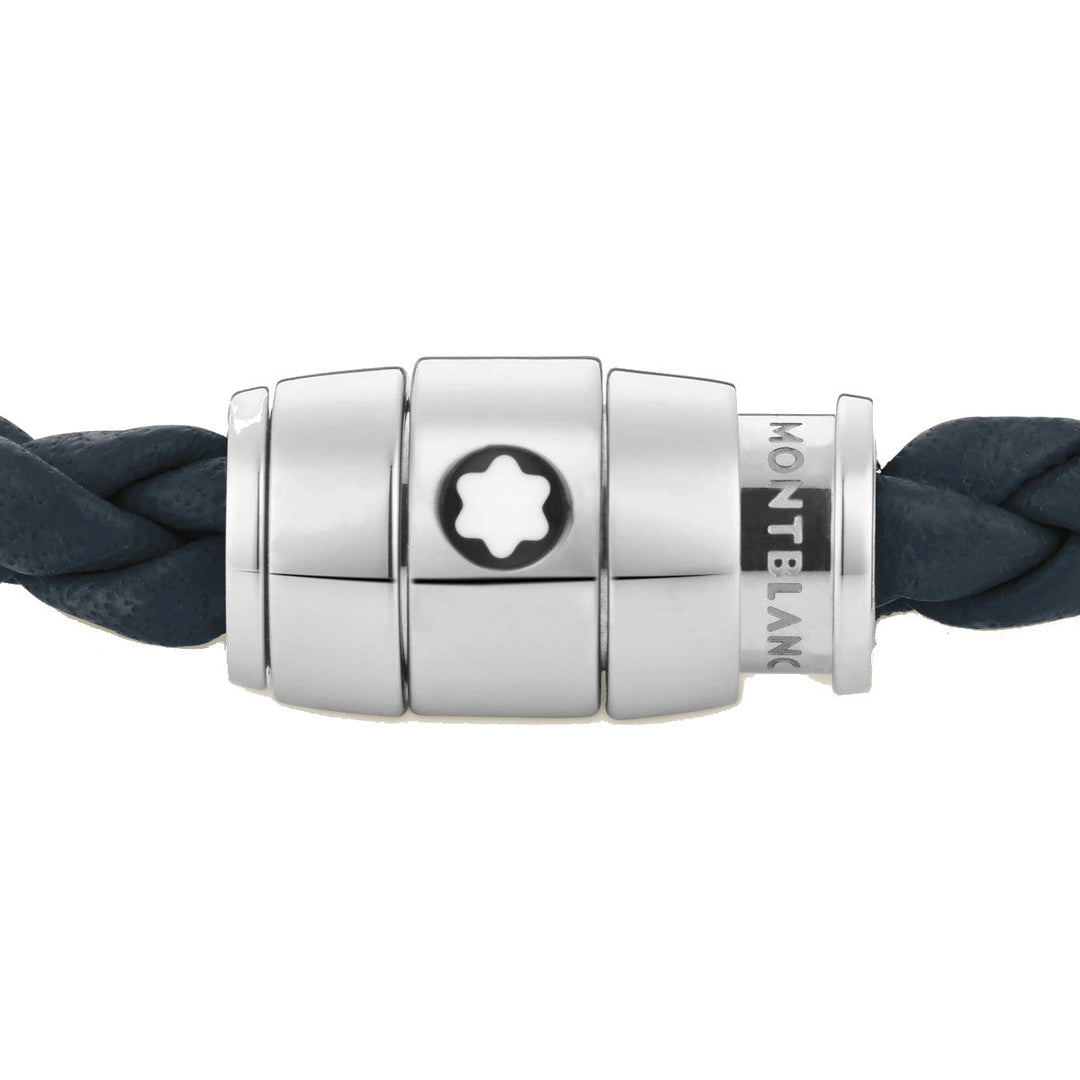 HerrenarmbandMontblancBreites Montblanc-Armband aus weichem Leder in Avio-BlauS