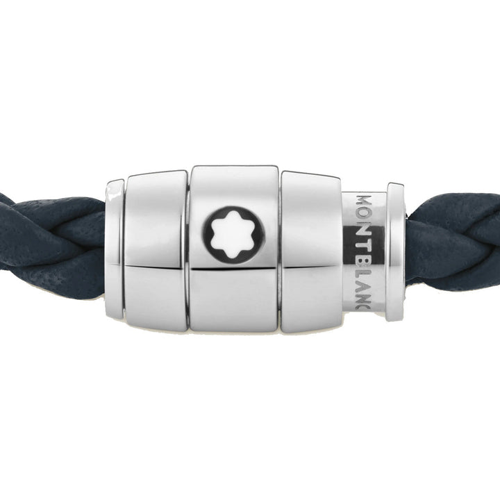 HerrenarmbandMontblancBreites Montblanc-Armband aus weichem Leder in Avio-BlauS