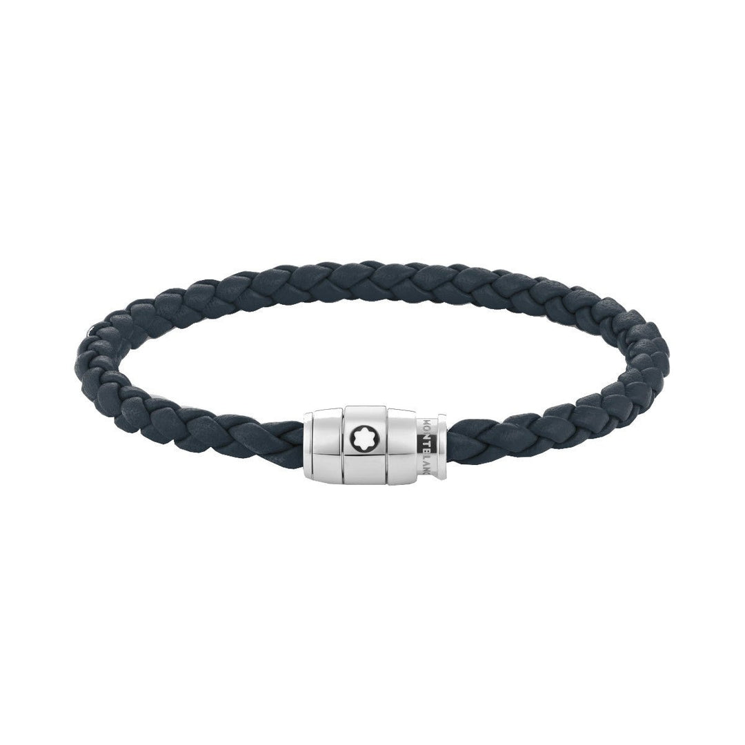 Мужской браслетMontblancШирокий браслет Montblanc из мягкой кожи авиационно-синего цвета