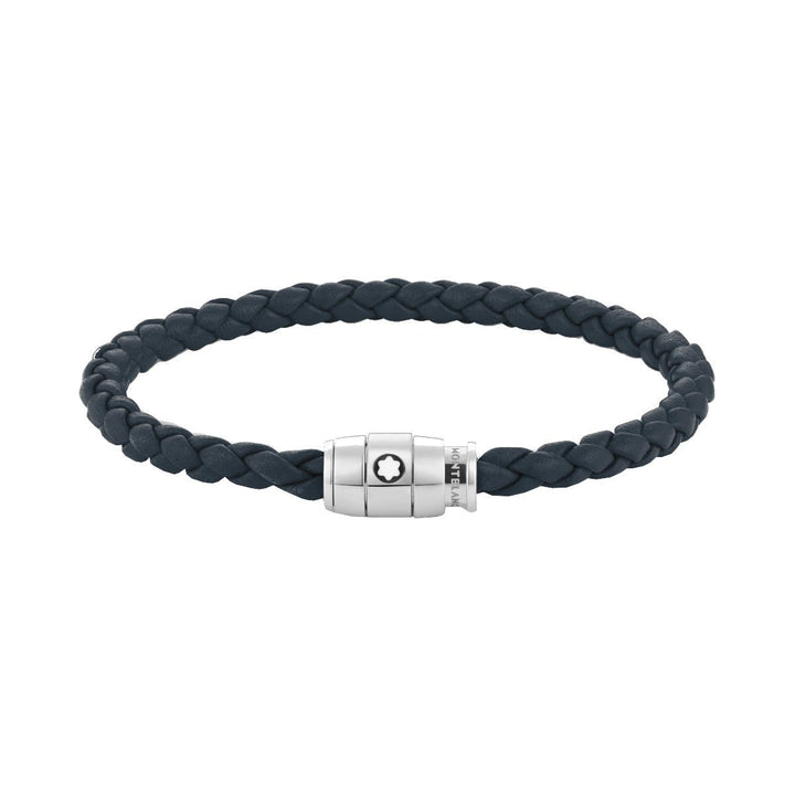 HerrenarmbandMontblancBreites Montblanc-Armband aus weichem Leder in Avio-BlauS
