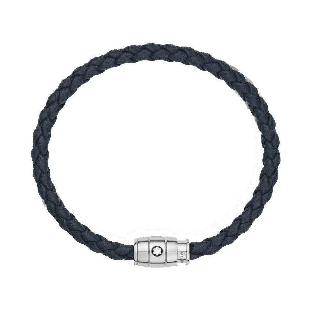 HerrenarmbandMontblancBreites Montblanc-Armband aus weichem Leder in Avio-BlauS