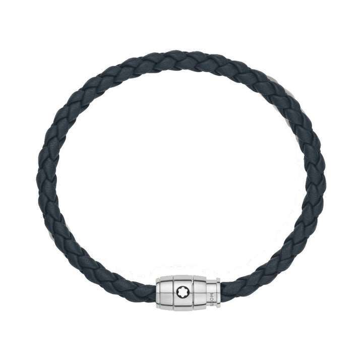 HerrenarmbandMontblancBreites Montblanc-Armband aus weichem Leder in Avio-BlauS