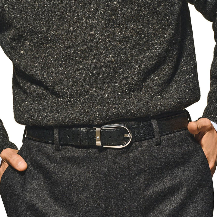 Ceinture hommeMontblancCeinture Réversible Horseshoe 30 mm Montblanc Sartorial Noir