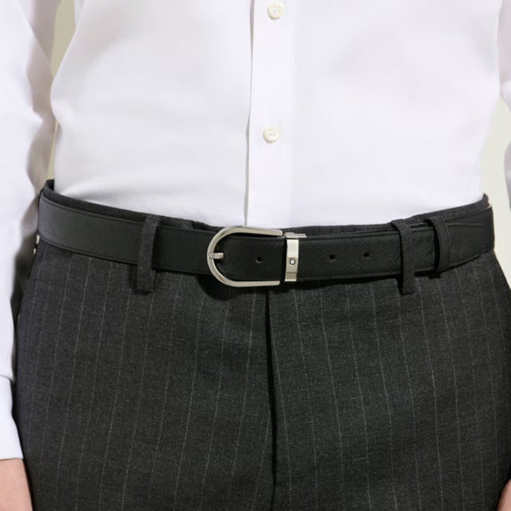Мужской ременьMontblancРемень Montblanc с двусторонней ноской, модель Fer à Cheval, 30 мм, из кожи Sartorial