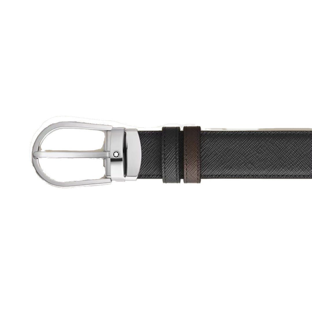 Мужской ременьMontblancРемень Montblanc с двусторонней ноской, модель Fer à Cheval, 30 мм, из кожи Sartorial