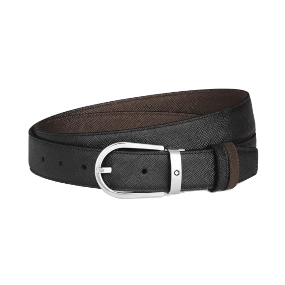Мужской ременьMontblancРемень Montblanc с двусторонней ноской, модель Fer à Cheval, 30 мм, из кожи Sartorial