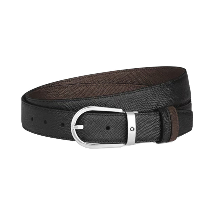 Мужской ременьMontblancРемень Montblanc с двусторонней ноской, модель Fer à Cheval, 30 мм, из кожи Sartorial