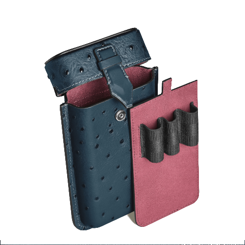 Etui für StiftMontblancMontblanc multifunktionale Federtasche mit Schulterriemen aus geprägtem Straußenleder