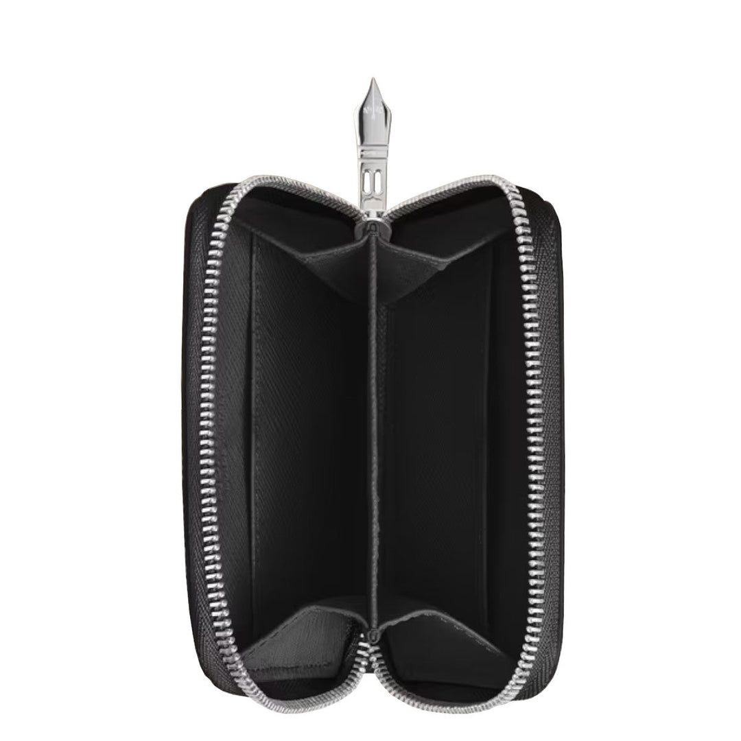 Mini-Portemonnaie Montblanc mit 2 Kartenfächern, Reißverschluss, aus schwarzem Sartorial-Leder 
