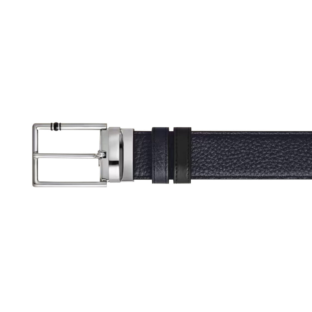Ремень с двусторонней пряжкой 30 мм Rectangulaire Montblanc Meisterstück из синей зернёной кожи 