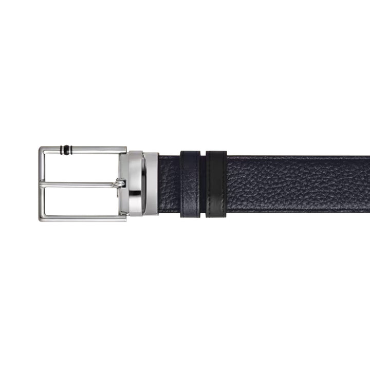Ремень с двусторонней пряжкой 30 мм Rectangulaire Montblanc Meisterstück из синей зернёной кожи 