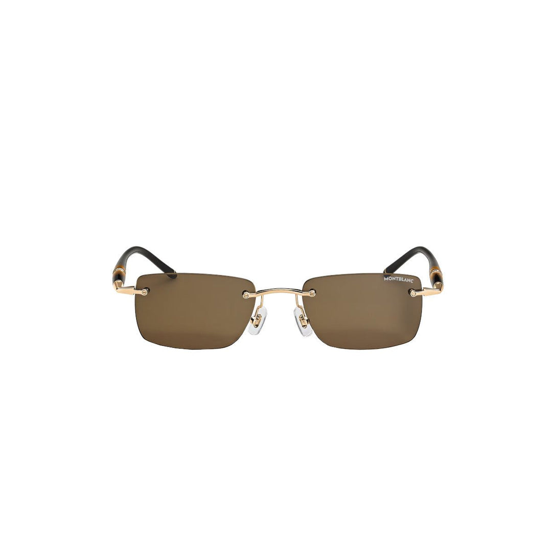 Lunettes de soleilMontblancLunettes de Soleil Rectangulaires Montblanc à Monture Métal Dorée