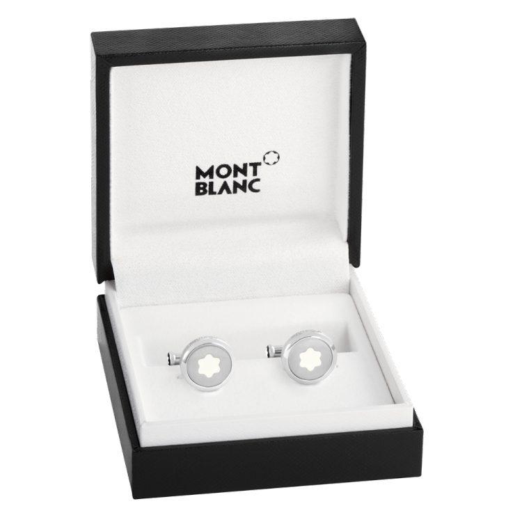 Runde Starwalker-Manschettenknöpfe aus Edelstahl mit Montblanc-Emblem - Boutique-Officielle-Montblanc-Cannes
