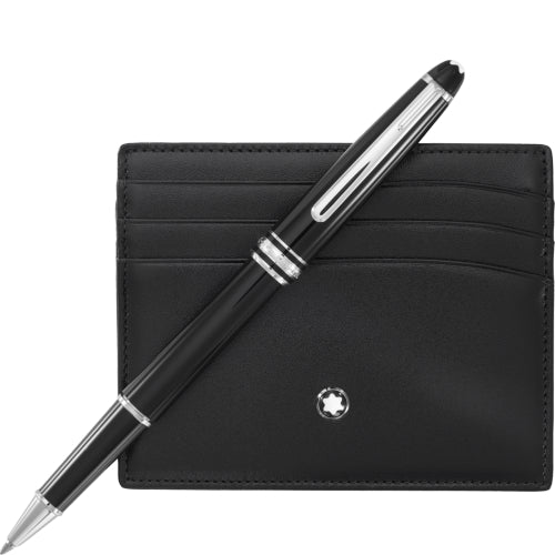 Geschenkset mit Rollerball Meisterstück Platinum Line Classique und schwarzem 6cc-Kartenetui 