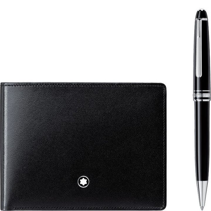 Geschenkset mit Meisterstück Classique Platin Kugelschreiber und Meisterstück 6cc-Portemonnaie 